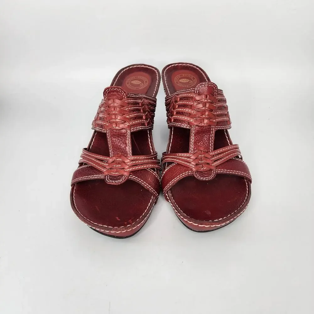 Nurture Red Leather Heeled Sandals Women's Size 9.5 M